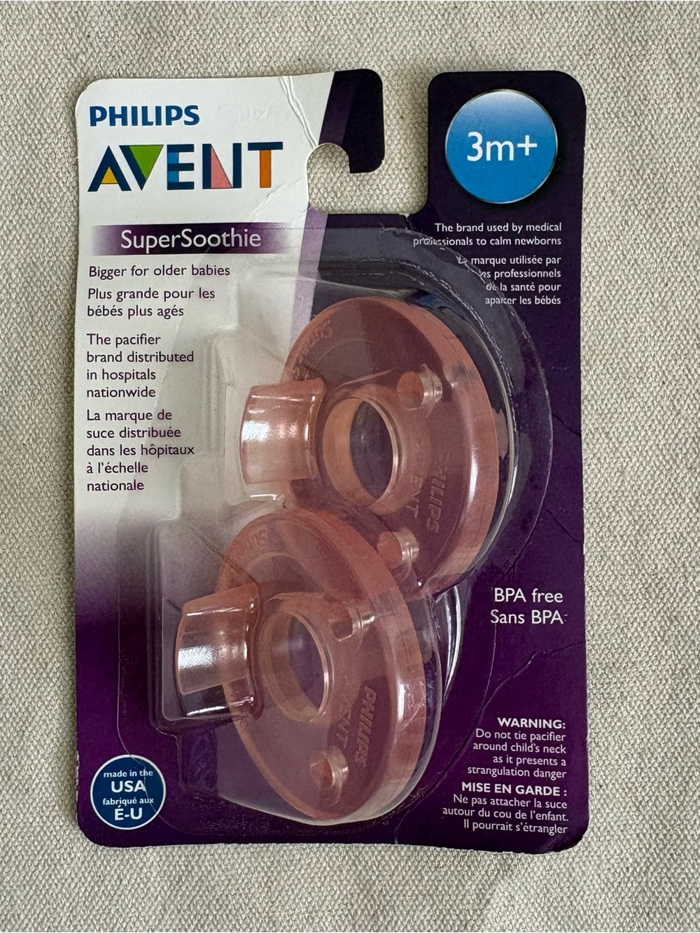 Philips AVENT SuperSoothie Pacifier 3m+ BPA-Free Silicone Pink 2 pack